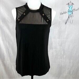 Adele & May black sheer yoke top size medium